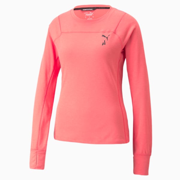 SEASONS Wool Long Sleeve Running Tee Women, Salmon, large-ZAF