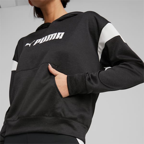 PUMA Fit Tech Knit Training Hoodie Women, PUMA Black Heather-PUMA White, large-ZAF