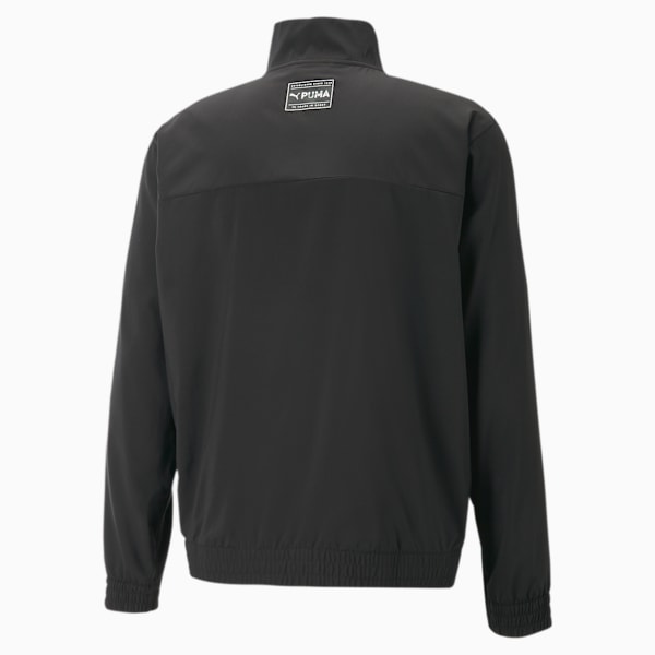 Campera de training de media cremallera PUMA Fit Woven para hombre, PUMA Black-Fizzy Lime, large-ARG