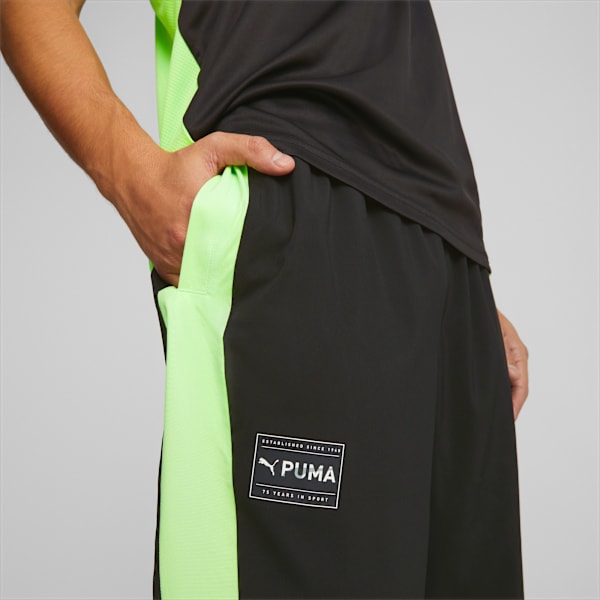 Pantalones deportivos de training PUMA Fit Woven para hombre, PUMA Black-Fizzy Lime, large-ARG