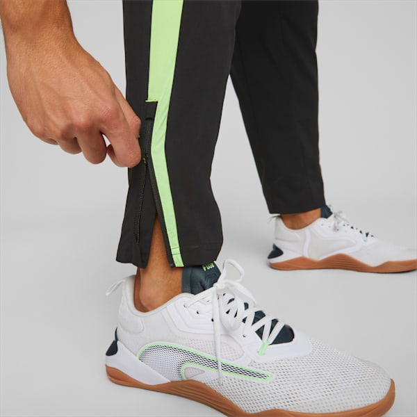 Pantalones deportivos de training PUMA Fit Woven para hombre, PUMA Black-Fizzy Lime, large-ARG