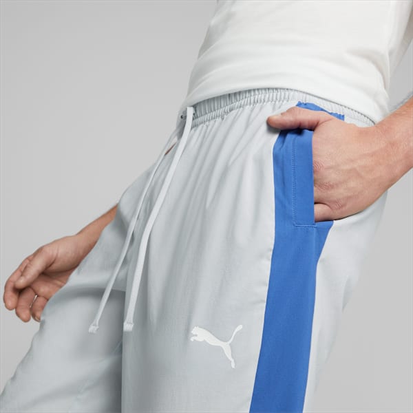 Pantalones deportivos de training PUMA Fit Woven para hombre, Platinum Gray-Royal Sapphire, large-ARG