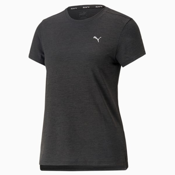 RUN FAVOURITE Heather Running Tee Women, PUMA Black Heather, large-ZAF