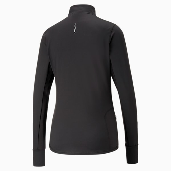 Playera para correr para mujer Run Favourite con cremallera de un cuarto, PUMA Black, large-MEX