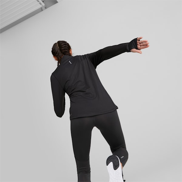 Buzo con cierrre de 1/4 RUN FAVORITE para mujer, PUMA Black, large-ARG