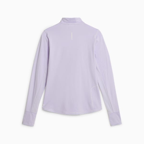 Playera para correr para mujer Run Favourite con cremallera de un cuarto, Vivid Violet, large-MEX