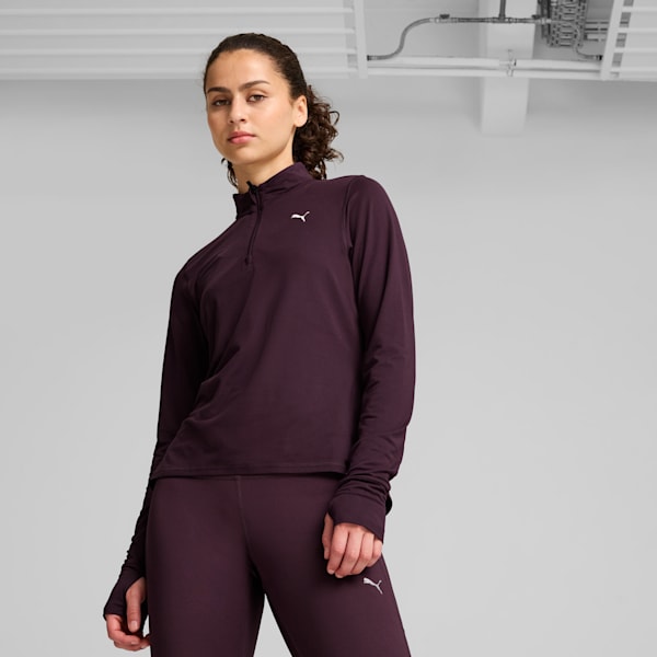 Run Favourite Quarter-Zip Running Top Women, Midnight Plum, large-MEX