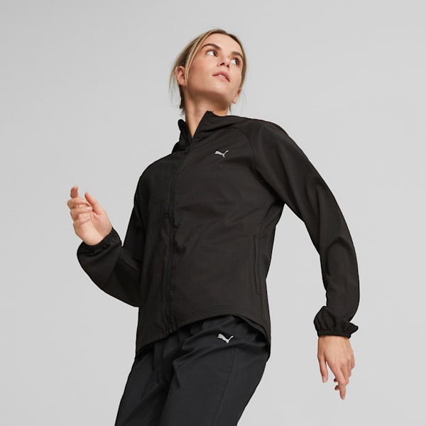 RUN FAVOURITE Hood Woven Jacket Women, PUMA Black, large-ZAF