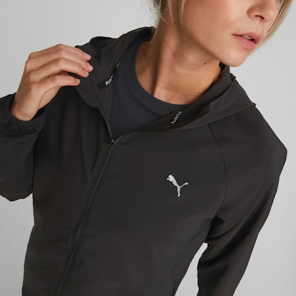 RUN FAVOURITE Hood Woven Jacket Women, PUMA Black, large-ZAF