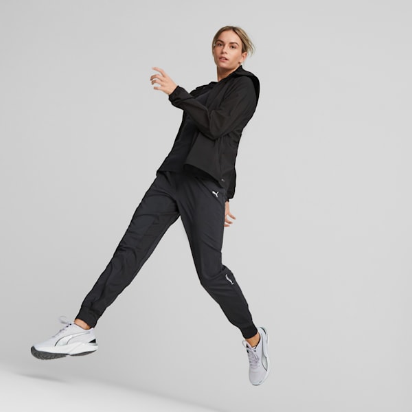 RUN FAVOURITE Hood Woven Jacket Women, PUMA Black, large-ZAF