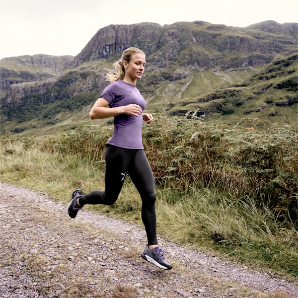 SEASONS Women's coolCELL Trail Running Tee, Purple Charcoal, large-ZAF