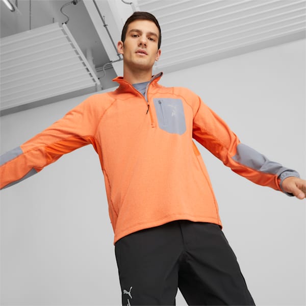SEASONS rainCELL Trail Running Half-Zip Pullover Men, Chili Powder, large-ZAF
