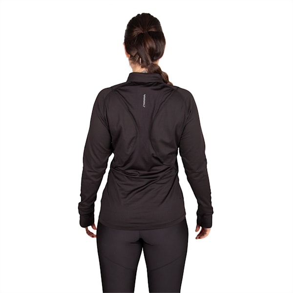 Remera de media cremallera Run CLOUDSPUN para mujer, PUMA Black, large-ARG