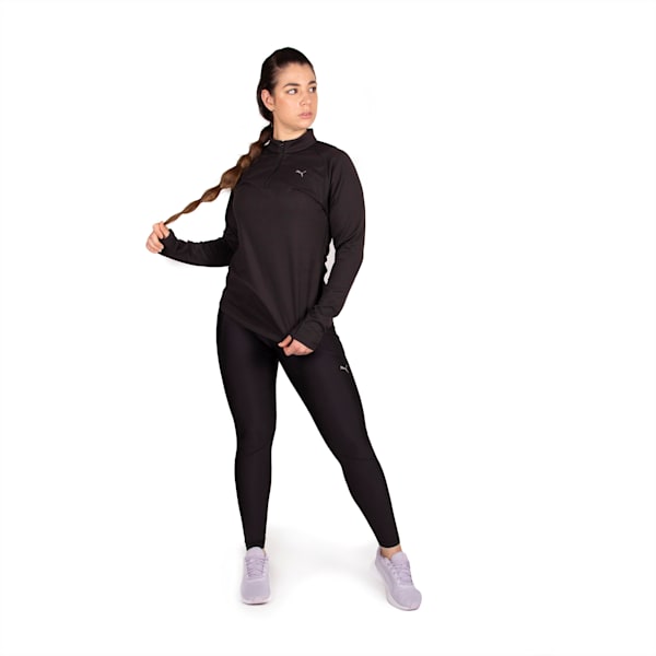 Remera de media cremallera Run CLOUDSPUN para mujer, PUMA Black, large-ARG