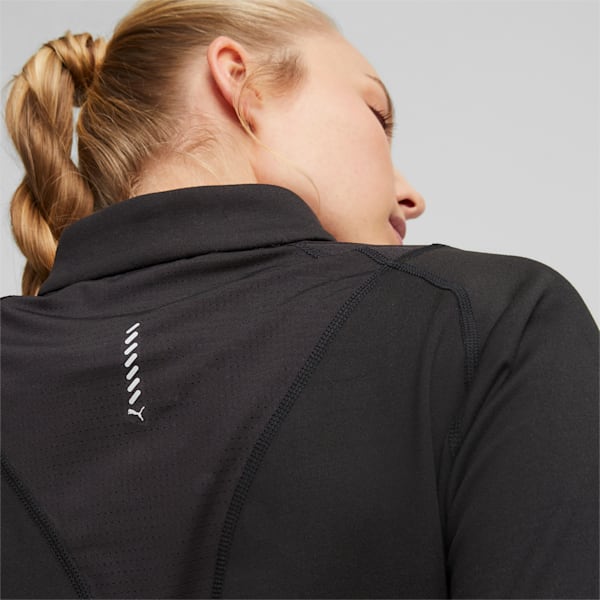 Remera de media cremallera Run CLOUDSPUN para mujer, PUMA Black, large-ARG