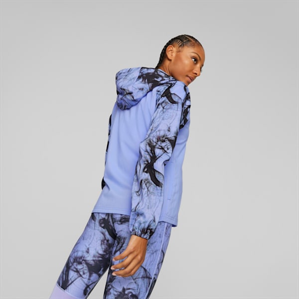 Chamarra estampada Run Favourite para mujer, Elektro Purple-AOP, large-MEX