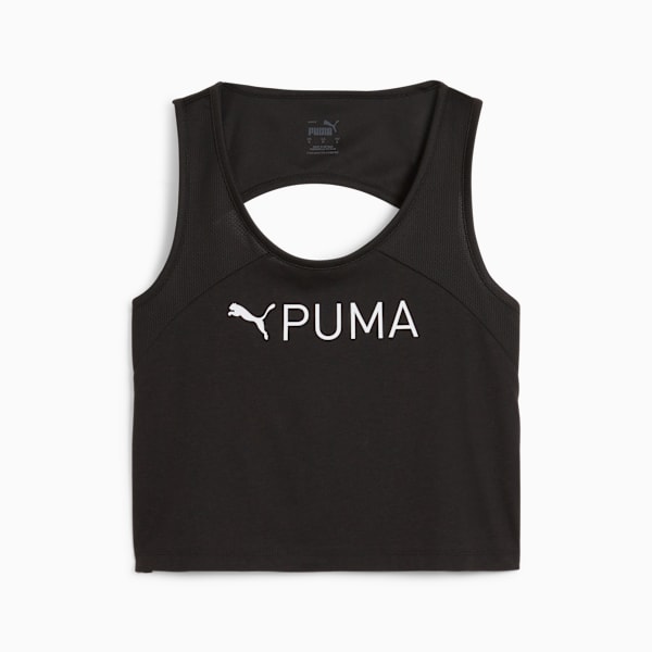 Camiseta sin mangas Skimmer de entrenamiento para mujeres PUMA Fit, PUMA Black-SS24 Puma White, large-MEX