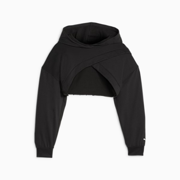 PUMA FIT MOVE Women's Cropped Training Hoodie, PUMA Black-PUMA White, large-ZAF