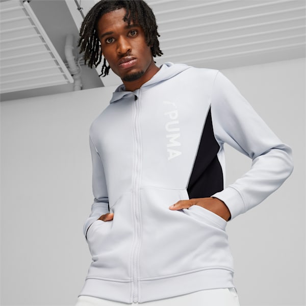 Campera con capucha para hombre PUMA Fit, Silver Mist, large-ARG