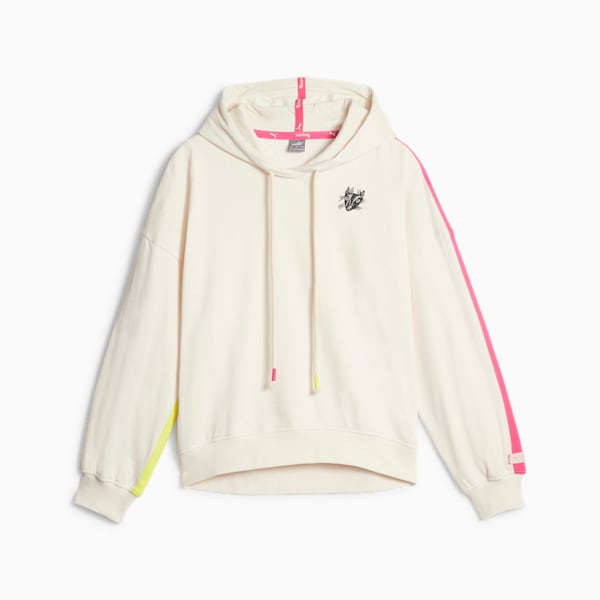 Buzo con capucha PUMA x lemlem polar para mujer, Ghost Pepper, large-ARG