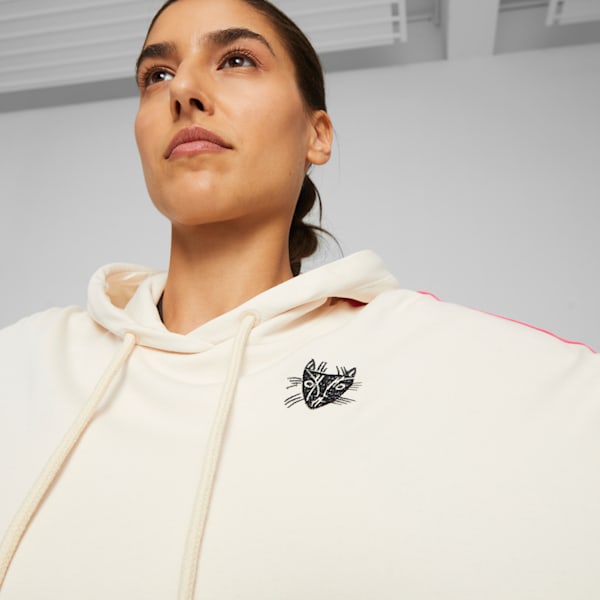 Buzo con capucha PUMA x lemlem polar para mujer, Ghost Pepper, large-ARG