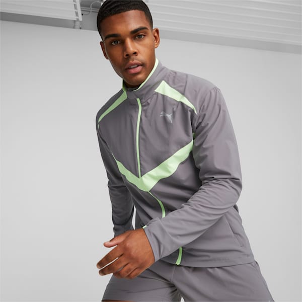 Campera de running Ultraweave para hombre, Cool Dark Gray-Speed Green, large-ARG