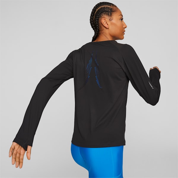 Cloudspun Long Sleeve Running Tee Women, PUMA Black, large-ZAF