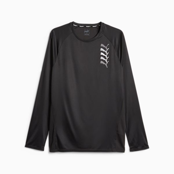 PUMA FIT Logo Graphic Long-Sleeve Training Tee Men, PUMA Black, large-ZAF
