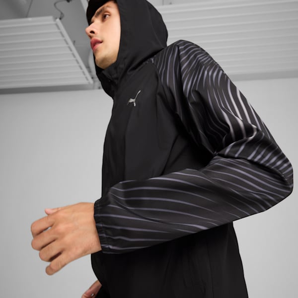 Run Favorite Men's Jacket, PUMA Black-AOP, large-ZAF