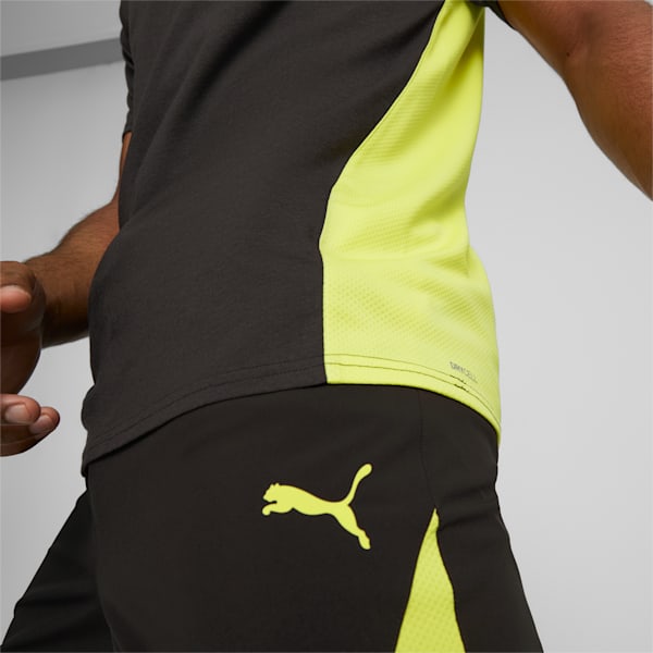 PUMA FIT Men's Triblend Training Tee, PUMA Black-Yellow Burst, large-ZAF
