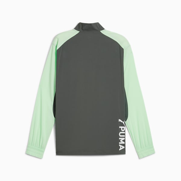Buzo de cuello con cierre PUMA FIT para hombre, Mineral Gray-Fresh Mint, large-ARG