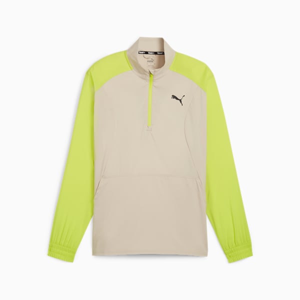 Buzo de cuello con cierre PUMA FIT para hombre, Putty-Lime Pow, large-ARG