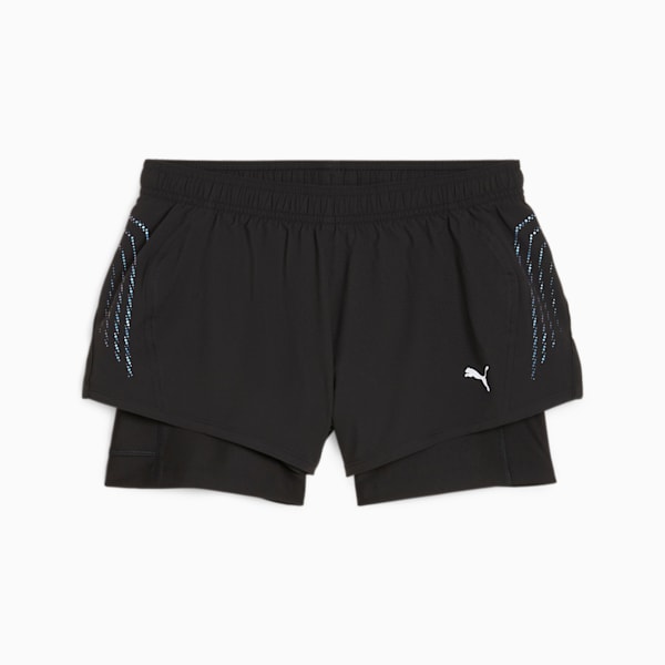 Shorts de running Run Velocity ULTRAWEAVE con estampado integral para mujer, PUMA Black, large-ARG