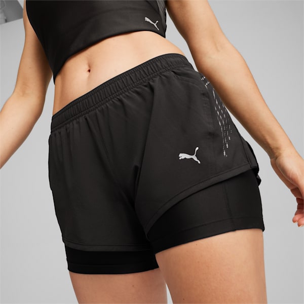 Shorts de running Run Velocity ULTRAWEAVE con estampado integral para mujer, PUMA Black, large-ARG