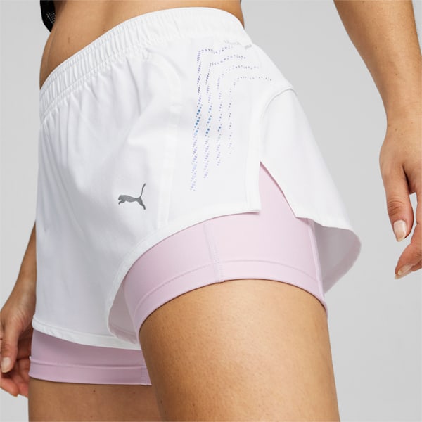 Shorts de running Run Velocity ULTRAWEAVE con estampado integral para mujer, PUMA White, large-ARG
