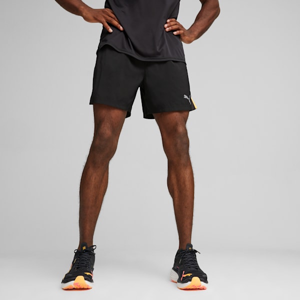RUN FAVORITE VELOCITY Men's 5" Shorts, PUMA Black-Sun Stream, large-ZAF