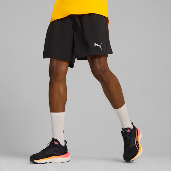 Shorts de running RUN FAV Velocity 17cm para hombre, PUMA Black-Sunset Glow, large-ARG