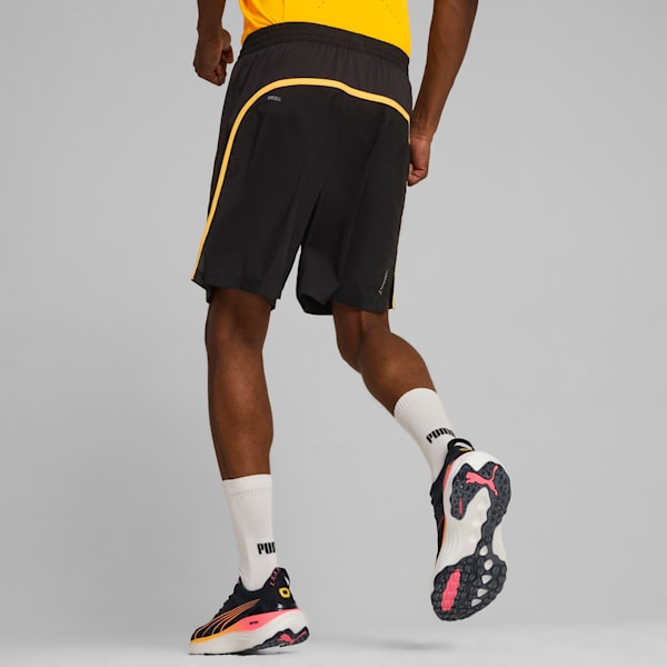 Shorts de running RUN FAV Velocity 17cm para hombre, PUMA Black-Sunset Glow, large-ARG