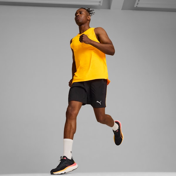 RUN FAV VELOCITY 7" Men's Running Shorts, PUMA Black-Sunset Glow, large-ZAF