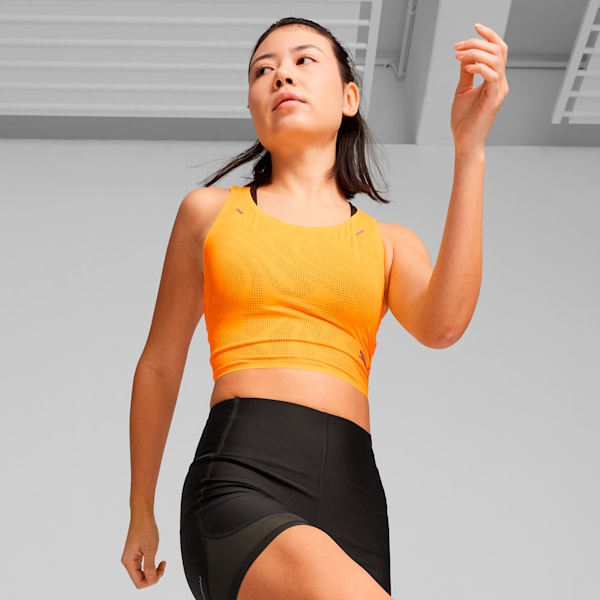 Crop Top Run Ultraspun para mujer, Sun Stream, large-ARG