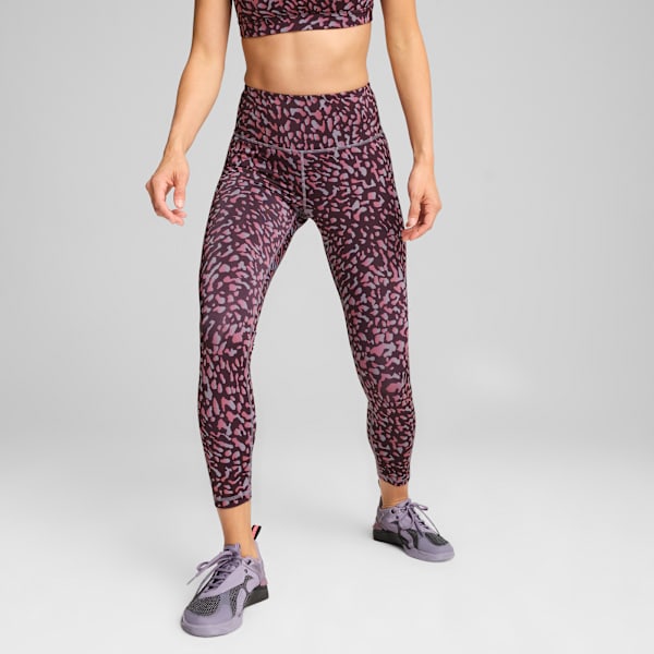 Mallas 7/8 de entrenamiento con cintura alta para mujer Train Fave, Midnight Plum-Skin AOP, large-MEX