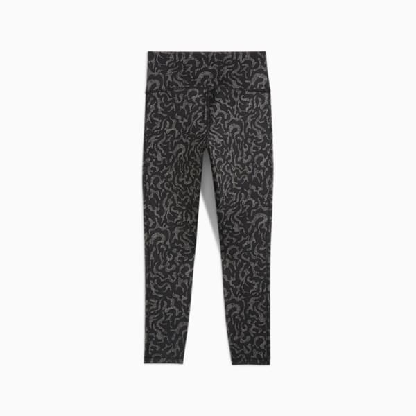 Train Fave Women's High Waisted 7/8 Training Tights, PUMA Black-Coral AOP, large-ZAF