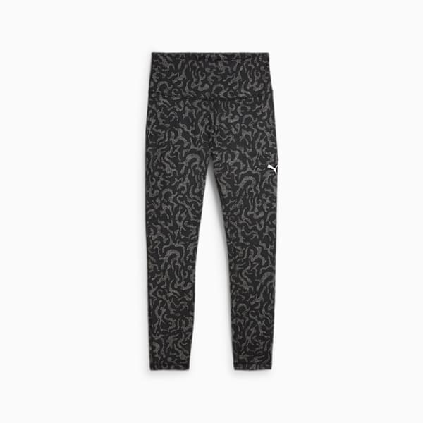 Train Fave Women's High Waisted 7/8 Training Tights, PUMA Black-Coral AOP, large-ZAF