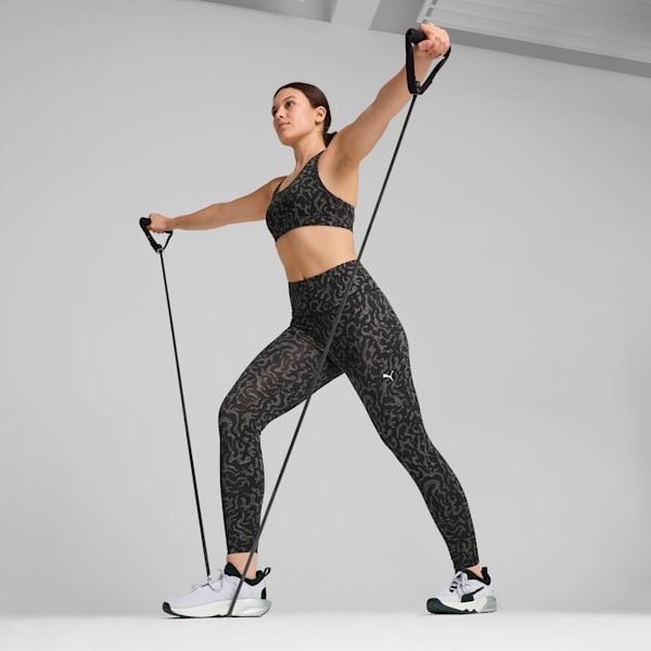 Train Fave Women's High Waisted 7/8 Training Tights, PUMA Black-Coral AOP, large-ZAF