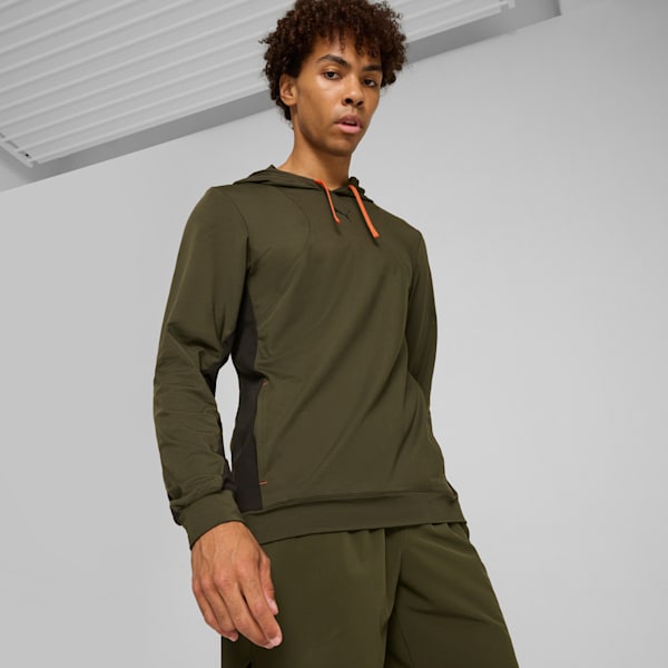Buzo con capucha CLOUDSPUN para hombre, Dark Olive-PUMA Black, large-ARG