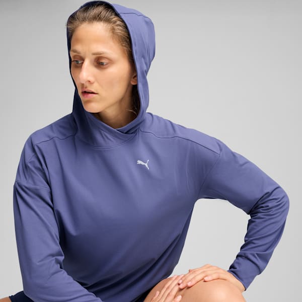 CLOUDPSUN Hoodie Women, Blue Crystal, large-MEX