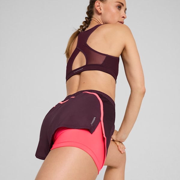 Shorts "2 en 1" RUN FAV Velocity para mujer, Midnight Plum-Sunset Glow, large-ARG