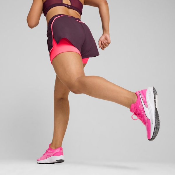 Shorts "2 en 1" RUN FAV Velocity para mujer, Midnight Plum-Sunset Glow, large-ARG
