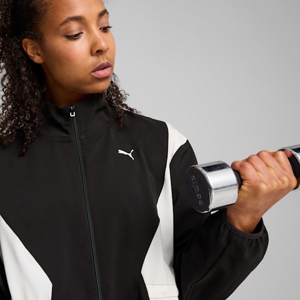 Campera larga de entrenamiento tejida para mujer, PUMA Black, large-ARG