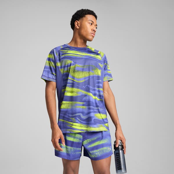 VELOCITY All-Over Print Running Tee Men, Blue Crystal, large-MEX